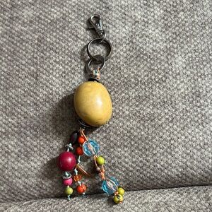 Colorful Beaded Keychain with Yellow Accent